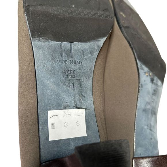 Thierry Rabotin Low Block Heel‎ Pumps Olive Green Bow Sz EU 41/ US 10.5 READ - Picture 12 of 12